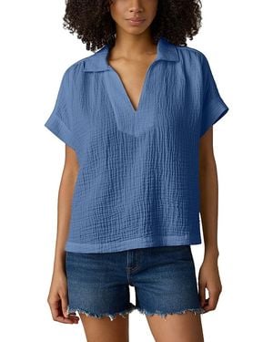 Faherty Dune Cotton Gauze Zoe Top - Blue