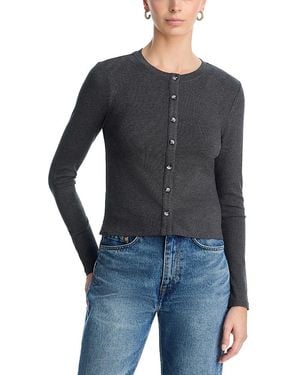 PERFECTWHITETEE Maureen Luxe Rib Fitted Cardigan - Blue