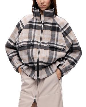 Pinko Borragine Wool Blend Double Cloth Blouson Jacket - Gray