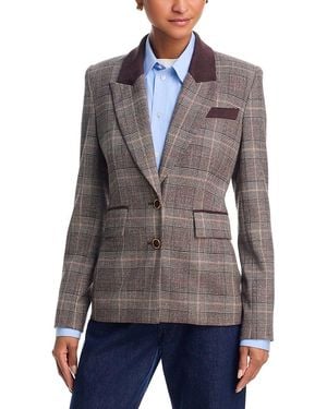 Generation Love Rosella Faux Suede Glen Plaid Suiting Blazer - Blue