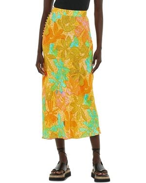 Whistles Side Button Midi Skirt - Yellow