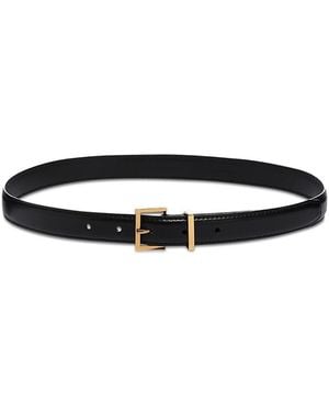 FRAME Petite Square Buckle Leather Belt - White
