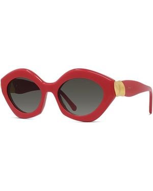 Loewe Geometric Jewel Embellished Sunglasses, 53Mm - Red