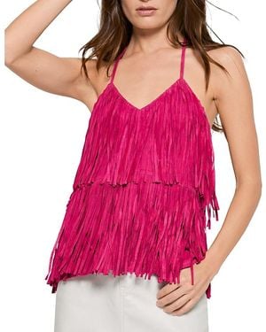 AS by DF Joni Suede Fringe Cami - Pink