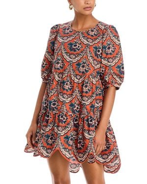FARM Rio Victorian Floral Mini Dress - Red