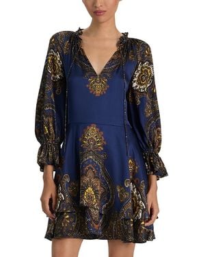 Alice + Olivia Joanne Double Handkerchief Short Dress - Blue