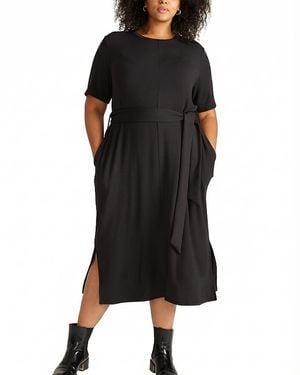 UNIVERSAL STANDARD Plus Travelknit Belted Dress - Black