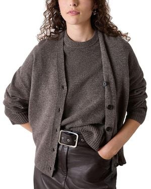 Whistles Wool V Neck Cardigan - Gray