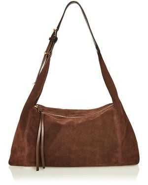 Aqua Large Suede Hobo Bag - Brown