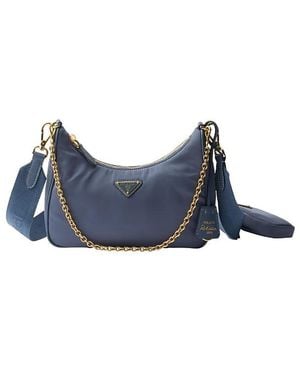 Prada Re-Edition 2005 Re-Nylon Bag With Saffiano Mini Bag - Blue