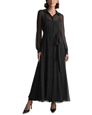 St. John Silk Maxi Shirt Dress - Black
