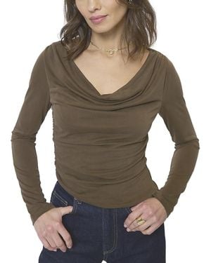 Central Park West Roman Draped Longsleeve Top - Brown