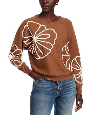 Tahari Floral Embroidered Sweater - Orange