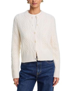 Aqua Cashmere Cable Knit Cardigan - White