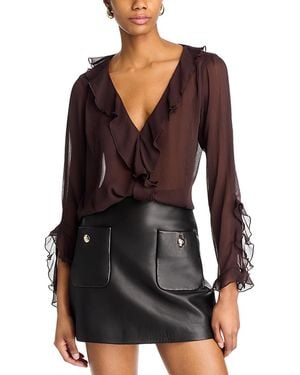 Lucy Paris V Neck Ruffle Top - Black