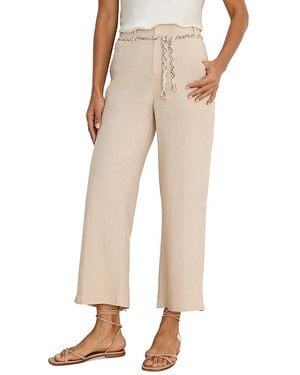 NIC+ZOE Eliot Wide Leg Belted Crop Pants - Natural