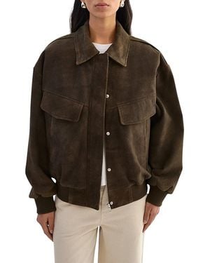 Lamarque Trevanna Suede Oversized Bomber Jacket - Brown