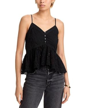 Aqua Button Front Cami Top - Black