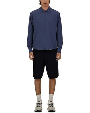 Herno Seersucker Shirt Jacket With Chest Pockets - Blue