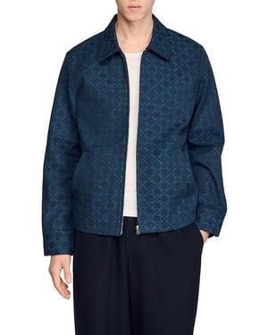Sandro Square Cross Denim Jacket - Blue