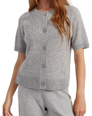 Chinti & Parker Wool Cashmere Light Button Tee - Gray