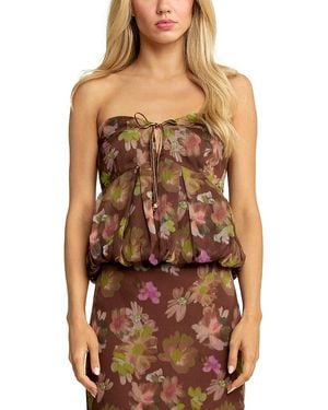 Elevator Disco Capulet Printed Tube Top - Brown