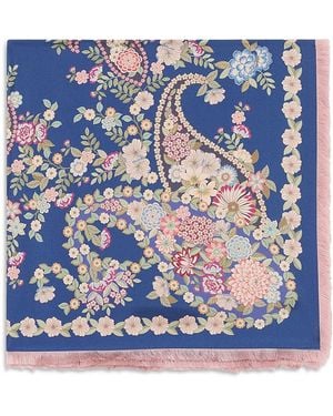 Gerard Darel Diane Floral Print Silk Scarf - Blue