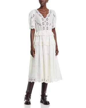 Sea Sofia Embroidered Drawstring Waist Dress - White