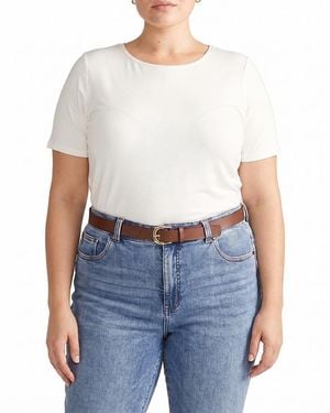 UNIVERSAL STANDARD Plus Lily Liquid Jersey Crew Neck Stovepipe Tee - White