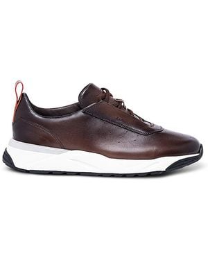 Santoni Wide Fit Leather Sneakers - Brown