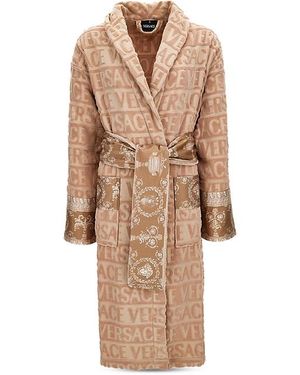 Versace I Heart Baroque Cotton Terry Robe - Brown