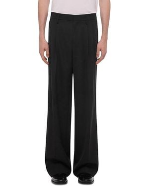 Helmut Lang Wool Double Pleated Straight Fit Pants - Black