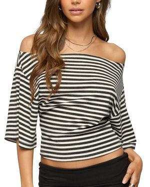 Edikted Jadan Striped Off Shoulder Top - Black