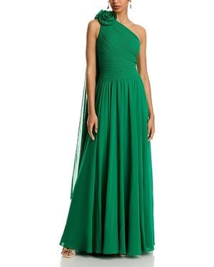 Teri Jon Pleat Chiffon Flower Gown - Green