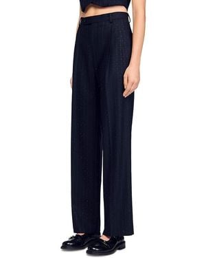 Sandro Rhinestone Striped Pants - Blue