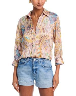 L'Agence Dani Silk Printed 3/4 Sleeve Blouse - Blue
