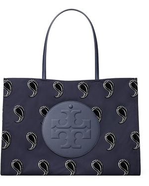 Tory Burch Ella Pajama Print Polyester Tote Bag - Blue