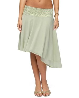 Edikted Evia Lacey Asymmetric Midi Skirt - Green