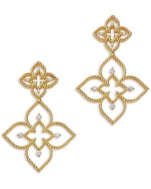 Roberto Coin 18K & Diamond Flower Drop Earrings, 0.22 Tcw - Metallic