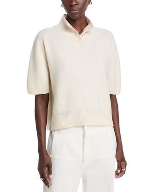 Brandon Maxwell Kinley Cashmere Cropped Henley - White