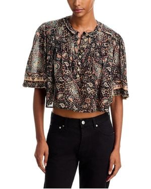 Isabel Marant Dizalia Cotton Pintuck Crop Top - Black