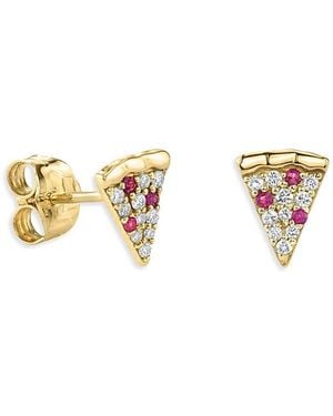 Sydney Evan 14K Ruby & Diamond Pizza Slice Single Stud Earring - White