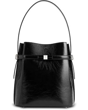 TOTEME Belted Naplack Leather Bucket Bag - Black