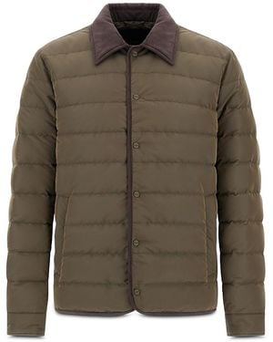 Herno Faux Suede Collar Nylon Jacket - Green