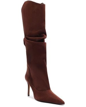 SCHUTZ SHOES Maryana Up Slouch Nubuck Leather Tall Boots - Brown