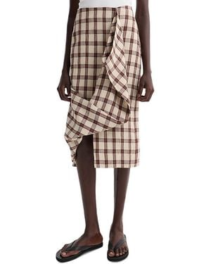 Rohe Linen Draped Check Skirt - Natural