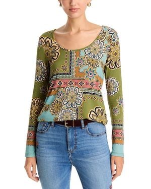 Johnny Was The Janie Favorite Scoop Neck Long Sleeve Top - Blue