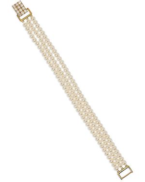 Nadri Madrid Triple Strand Imitation Pearl Bracelet - Metallic