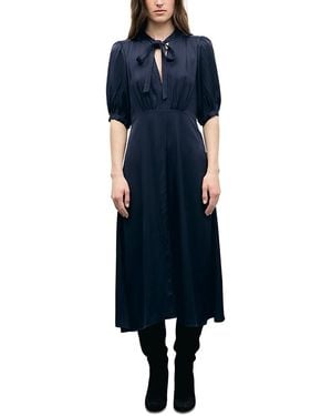 Gerard Darel Chani Puffed Sleeve Midi Dress - Blue