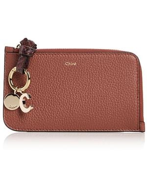 Chloé Alphabet Small Leather Zip Wallet - Brown